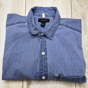 CPO Provisions Hollis Washed Short Sleeve Button Up Shirt Chambray Small Cotton